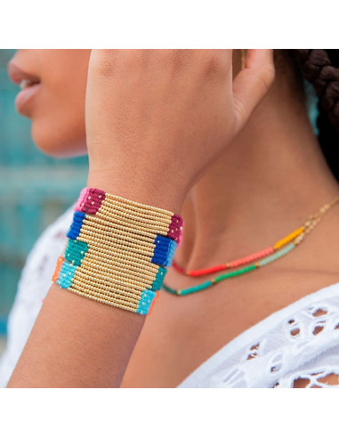 Pulsera de lana roja  tipo miyuki