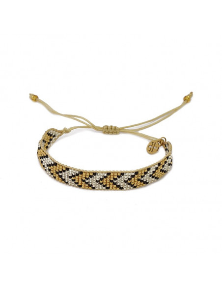 Pulsera espiga tipo miyuki dorada y plateada