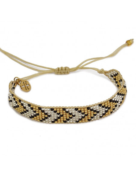 Pulsera espiga tipo miyuki dorada y plateada