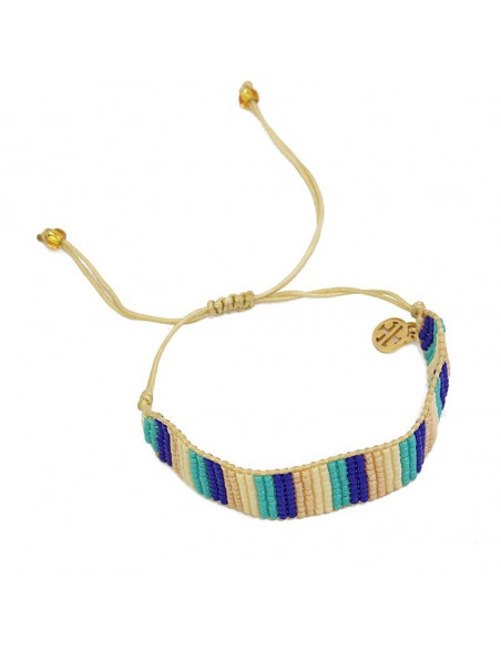 Pulsera de cuentas de cristal japonés azul al estilo miyuki.