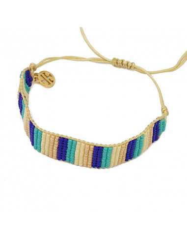 Pulsera de cuentas de cristal japonés azul al estilo miyuki.