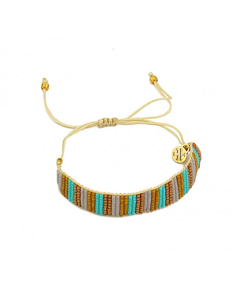 Pulsera de cuentas de cristal japonés marrón al estilo miyuki.