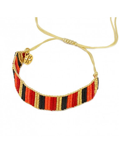 Pulsera de cuentas de cristal japonés rojo al estilo miyuki.
