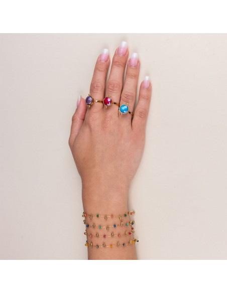 Pulsera multicharm azul y verde