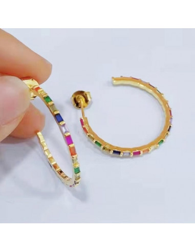 Aros plata con circonitas multicolor