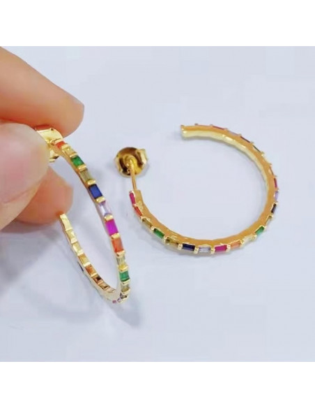 Aros plata con circonitas multicolor