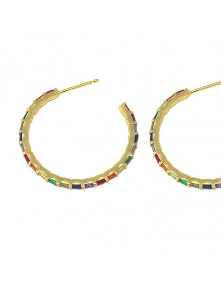 Aros plata con circonitas multicolor