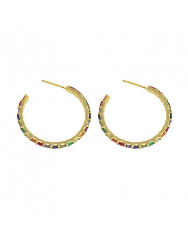 Aros plata con circonitas multicolor