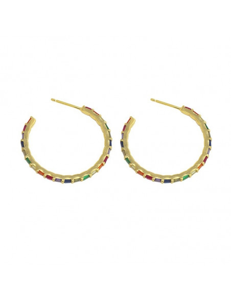 Aros plata con circonitas multicolor
