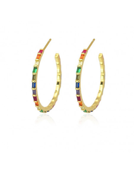 Aros plata con circonitas multicolor