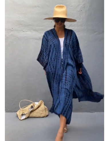 Kimono azul con estampado Tie Dye.