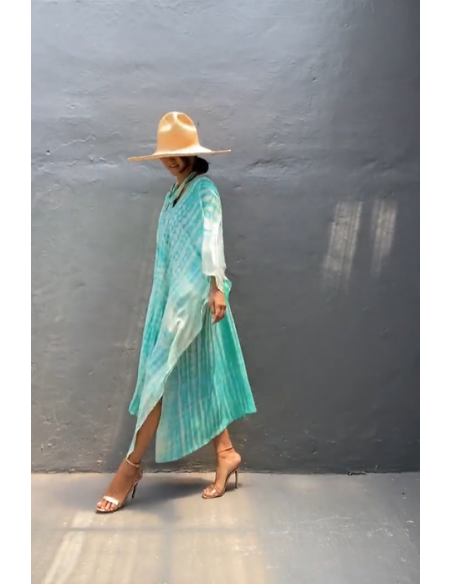 Kaftan Tie-Dye turquesa + Bolsa de regalo