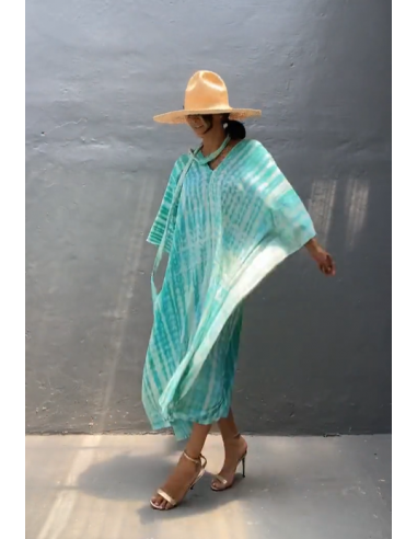Kaftan Tie-Dye turquesa + Bolsa de...