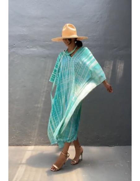 Kaftan Tie-Dye turquesa + Bolsa de regalo