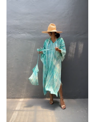 Kaftan Tie-Dye turquesa + Bolsa de...