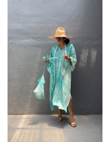 Kaftan Tie-Dye turquesa + Bolsa de regalo