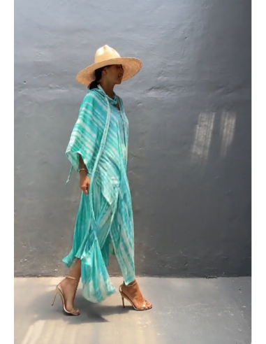 Kaftan Tie-Dye turquesa + Bolsa de...