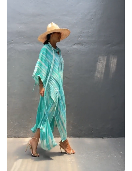 Kaftan Tie-Dye turquesa + Bolsa de regalo