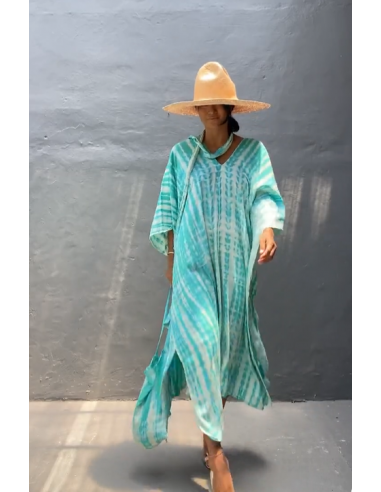Kaftan Tie-Dye turquesa + Bolsa de...