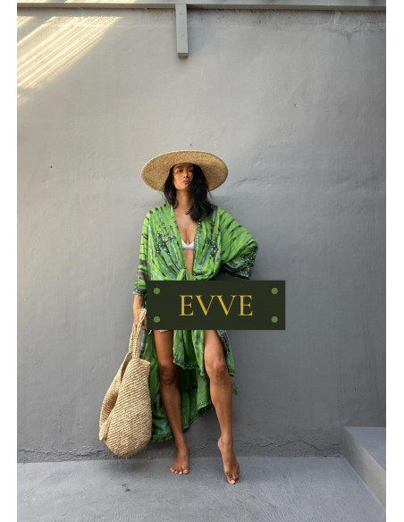 Kimono Tie-Dye bordado verde.