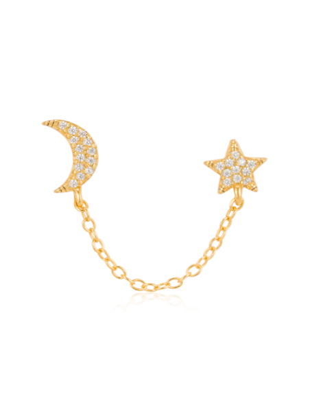 Pendiente doble estrella y luna.