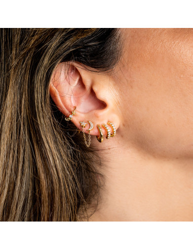 Pendiente doble estrella y luna.