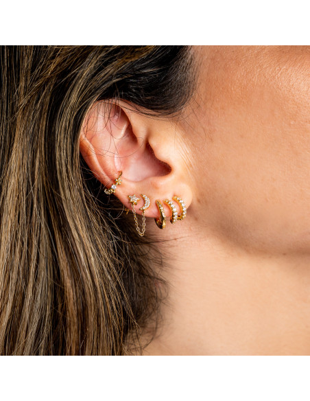 Pendiente doble estrella y luna.