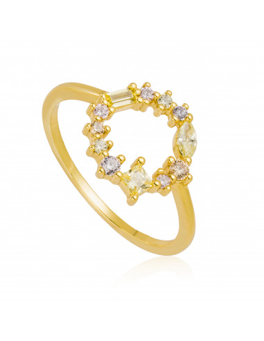 Anillo círculo con circonitas geométricas