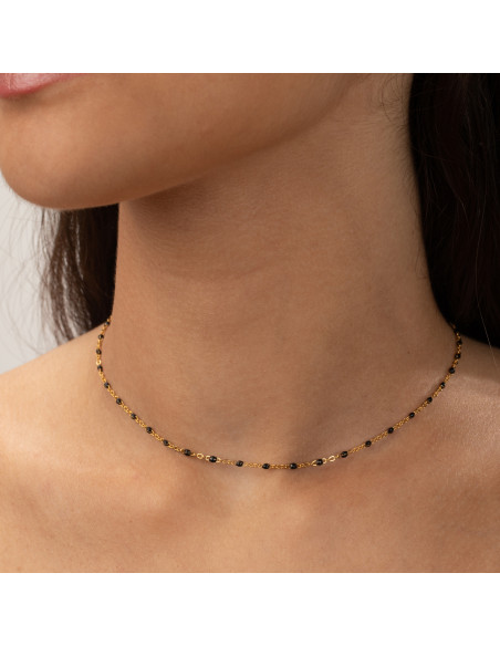 Collar Enamel Blanco. Bañado en oro.