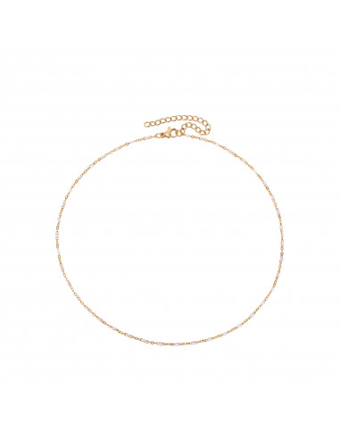 Collar Enamel Blanco. Bañado en oro.