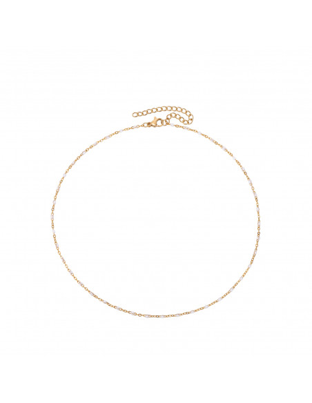 Collar Enamel Blanco. Bañado en oro.