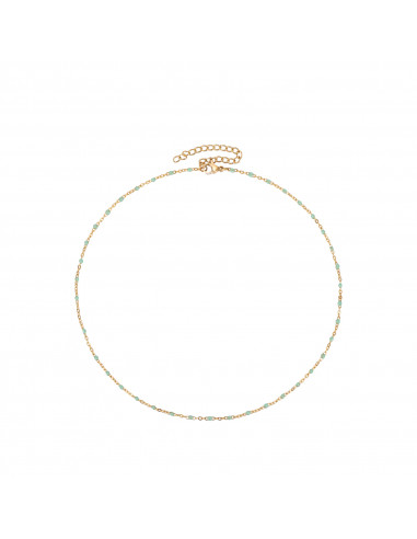 Collar Enamel Menta. Bañado en oro.