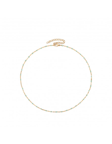 Collar Enamel Menta. Bañado en oro.