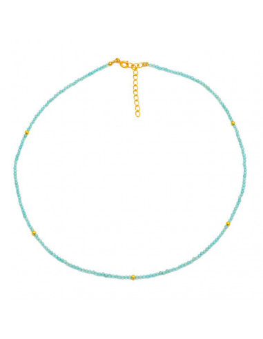 Choker con piedra mineral Apatito. Bañado en oro.