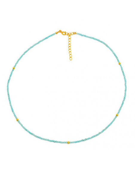 Choker con piedra mineral Apatito. Bañado en oro.