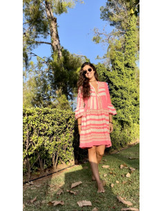 Vestido corto étnico  rosa... 2