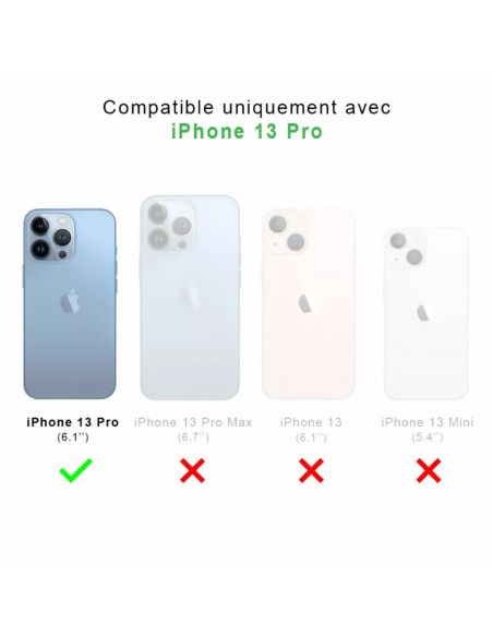 Funda iPhone 13 Pro transparente a prueba de golpes con anillos de silicona transparente.