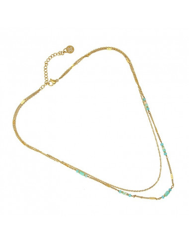 Collar doble con piedras turquesa