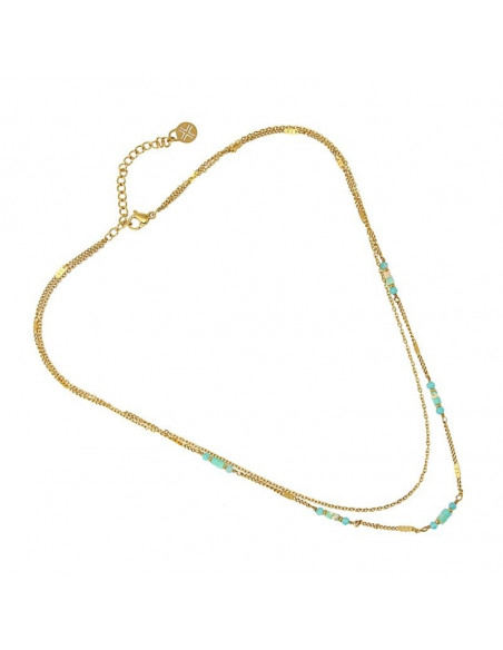 Collar doble con piedras turquesa