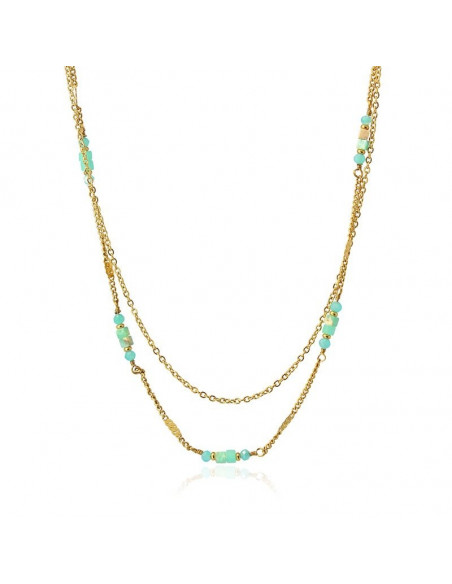 Collar doble con piedras turquesa