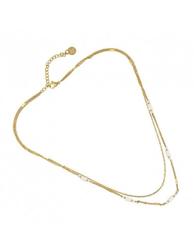 Collar doble con piedras blanco
