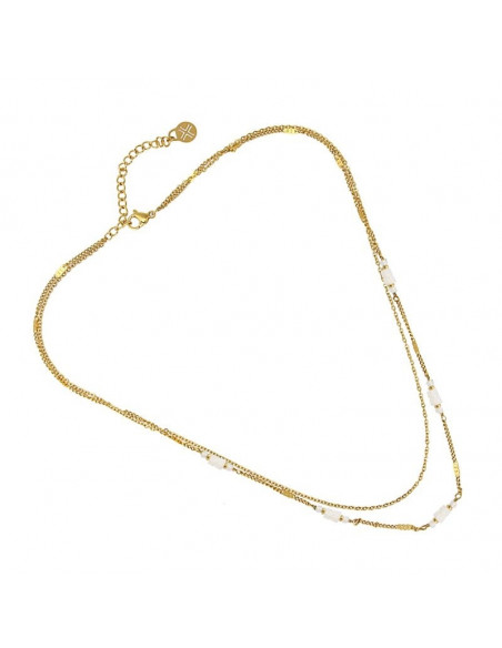 Collar doble con piedras blanco